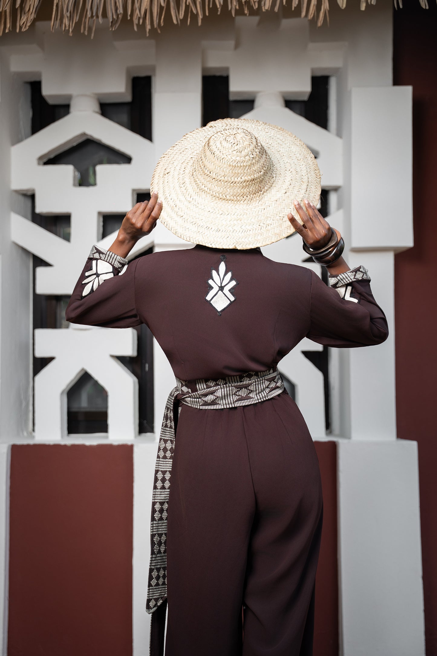 Tailored crepe and luxury fabric trousers and top set for elegant women