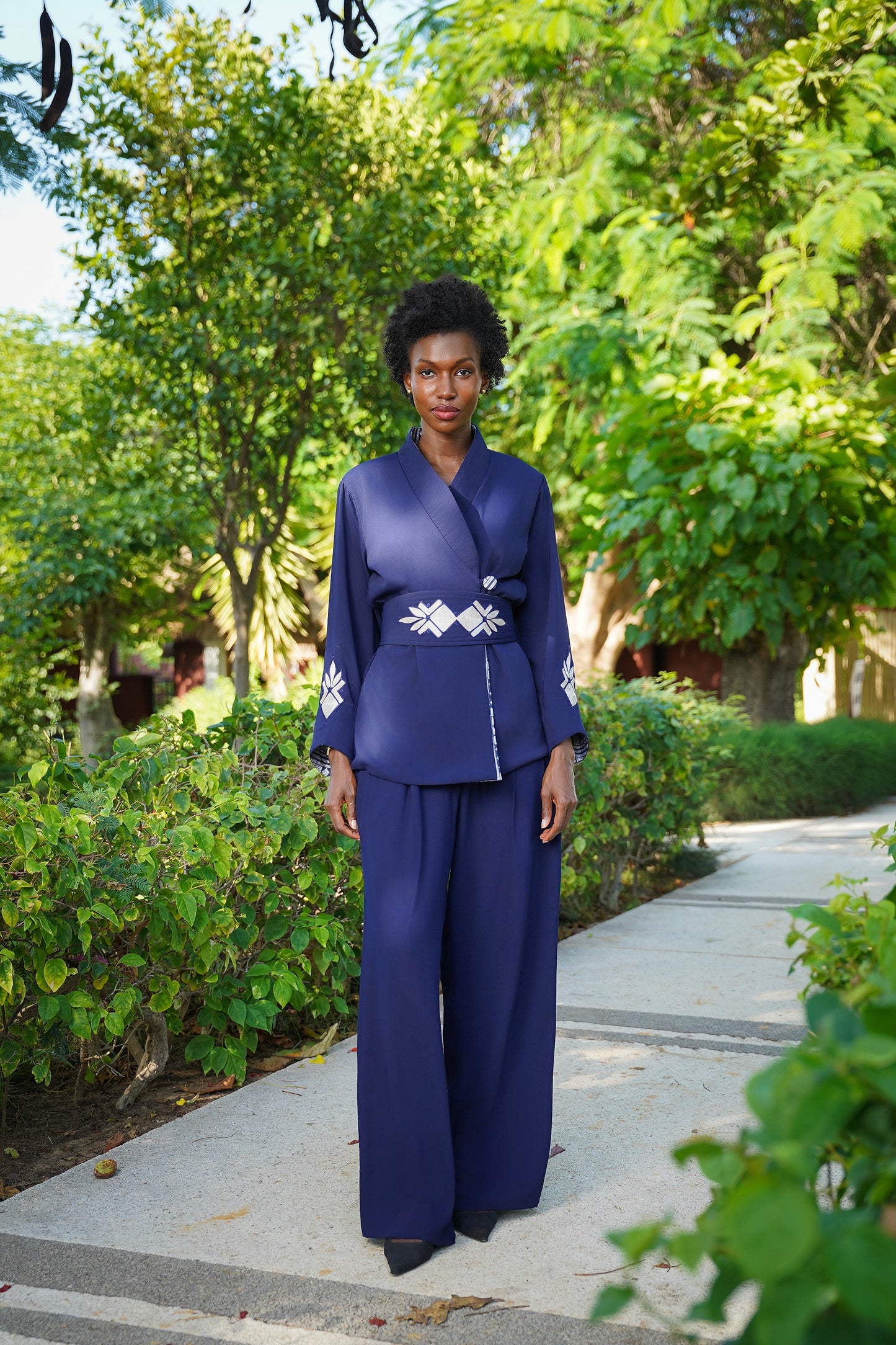 Elegant modest suit for professional women with luxury details