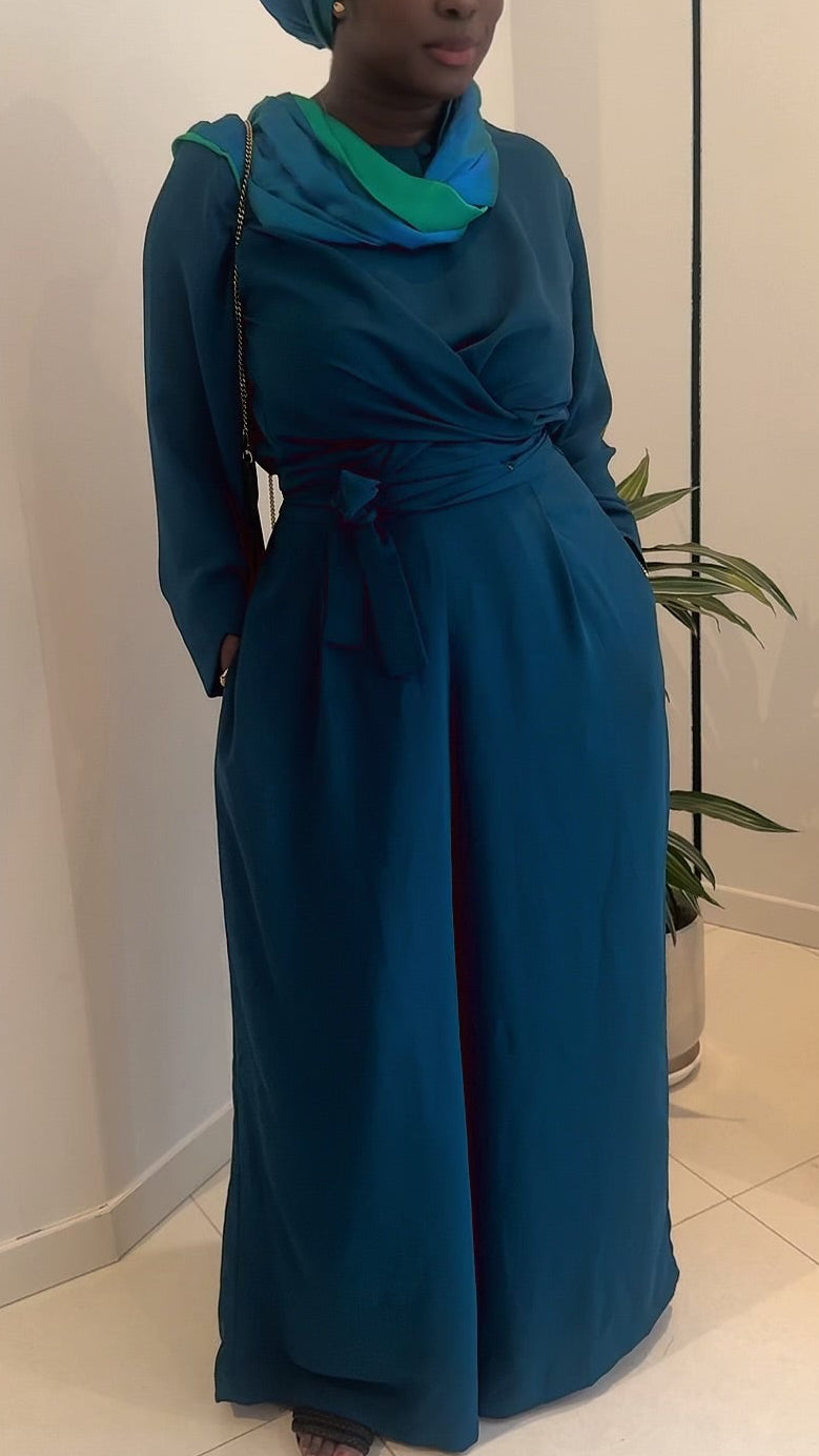 Noura Essential Co-ord Set | Adjustable Wrap Top & Pleated Trousers — Misendy