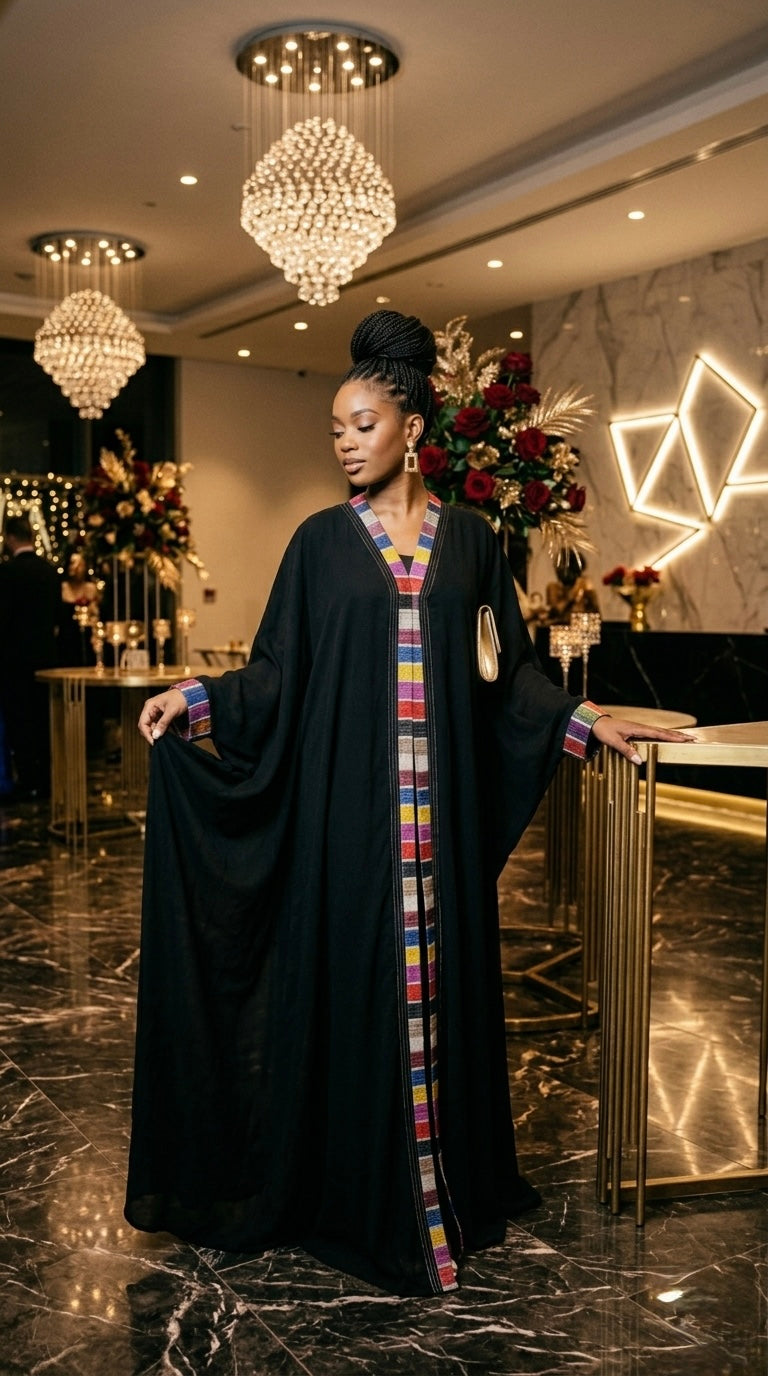 Dija 3-piece Heritage Abaya, trousers and top set