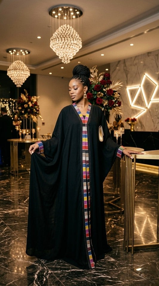 Dija 3-piece Heritage Abaya, trousers and top set