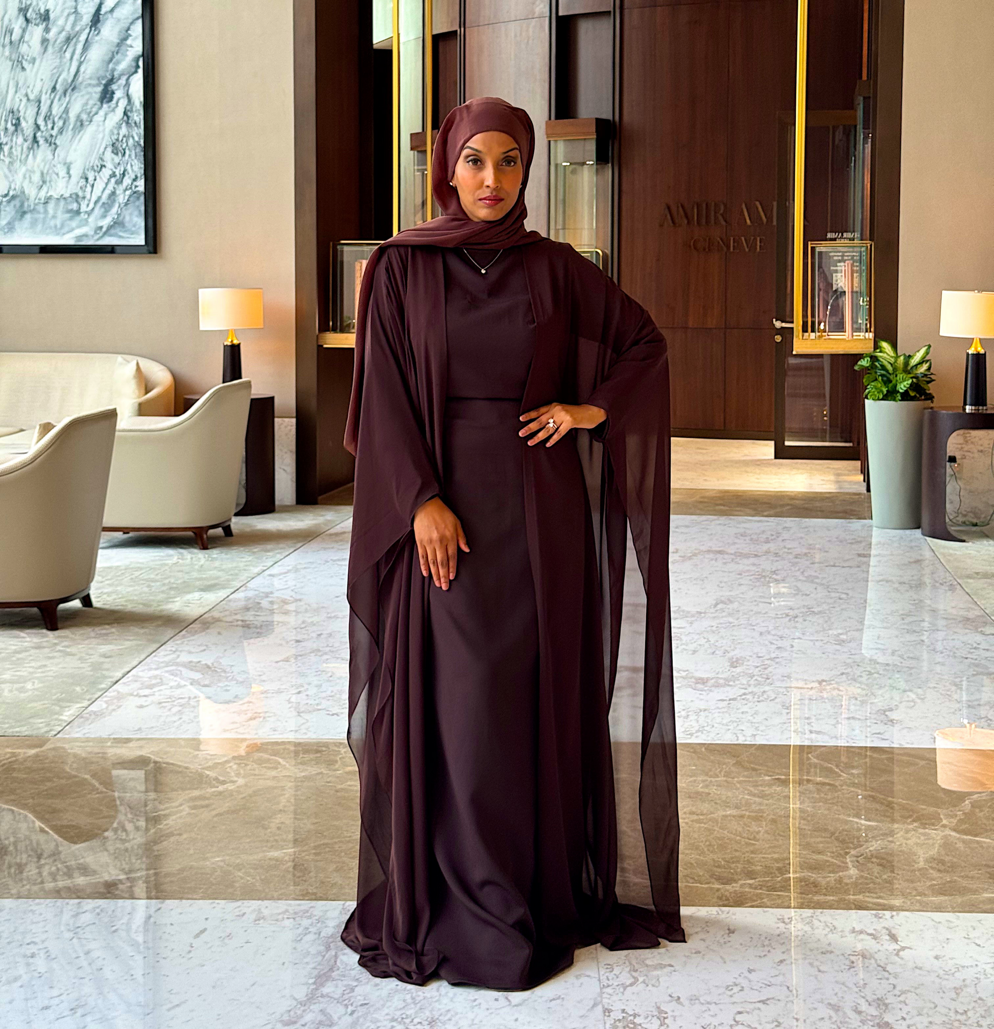 dark brown modest dress Ontre Women's Dark Brown Autumn Modest Everyday Chiffon Dress,Wrinkle-Resistant Round Neck Batwing Sleeve Pleated Oversized Flowy Casual Business Office