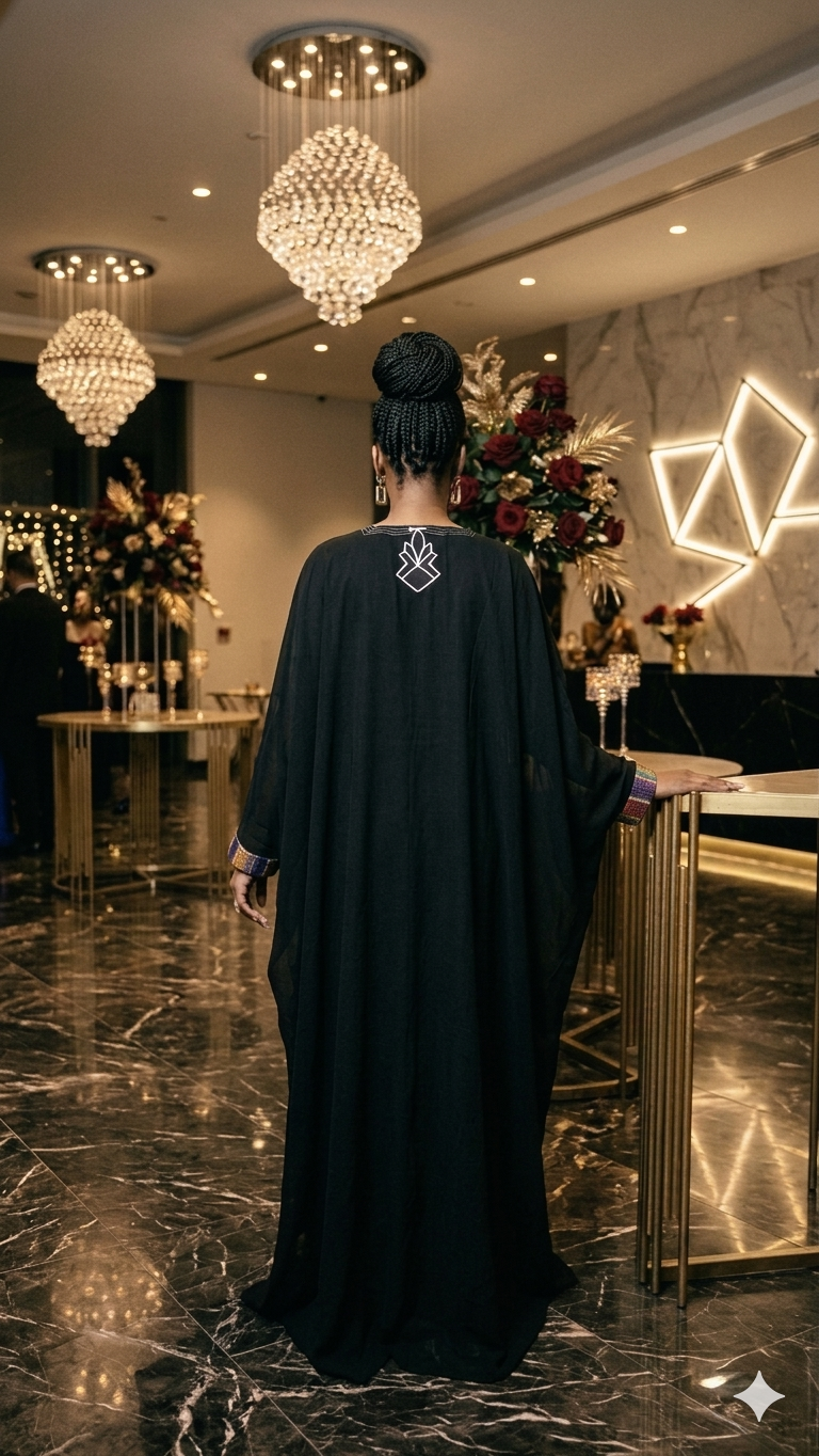 Dija 3-piece Heritage Abaya, trousers and top set