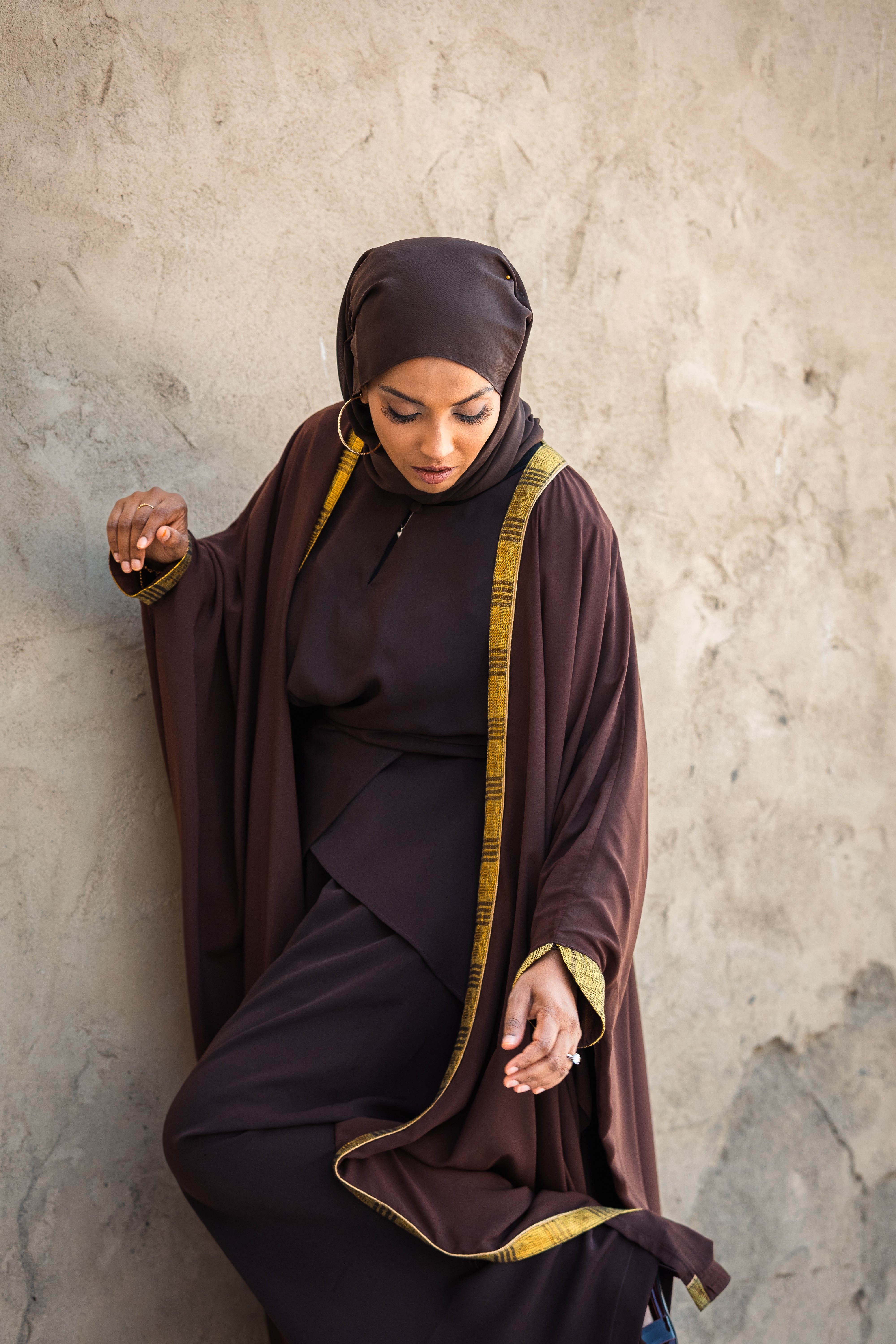 Zaha 3-piece Heritage Abaya, trousers and top set – Misendy