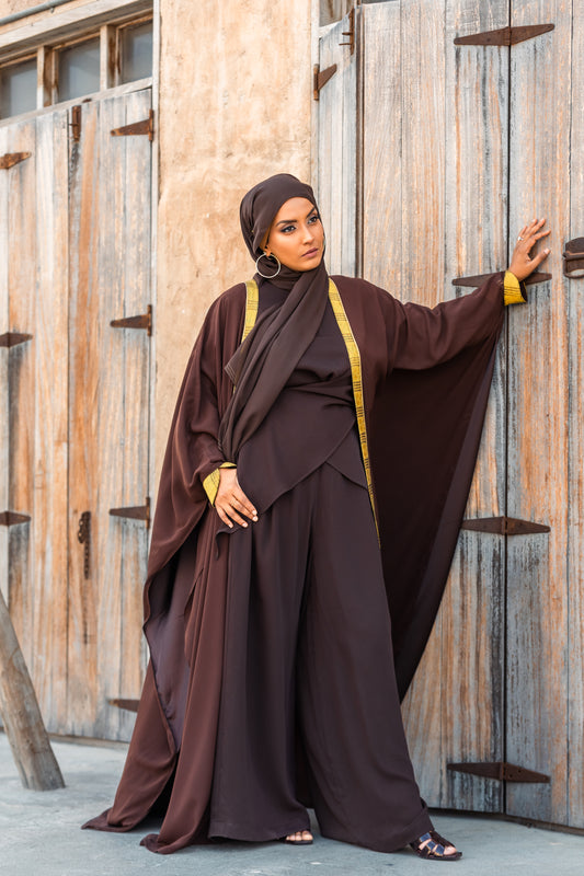 Zaha 3-piece Heritage Abaya, trousers and top set | Ramadan - Eid 26 Special Edit