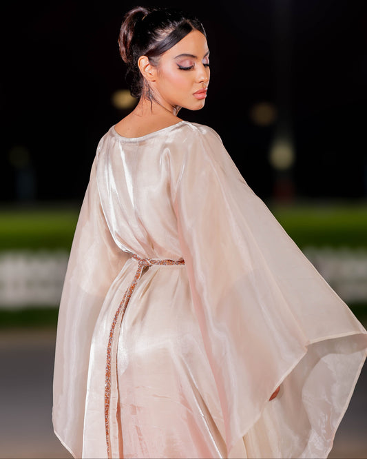 Fatima dress set | Elegant evening two-piece set with pearled belt