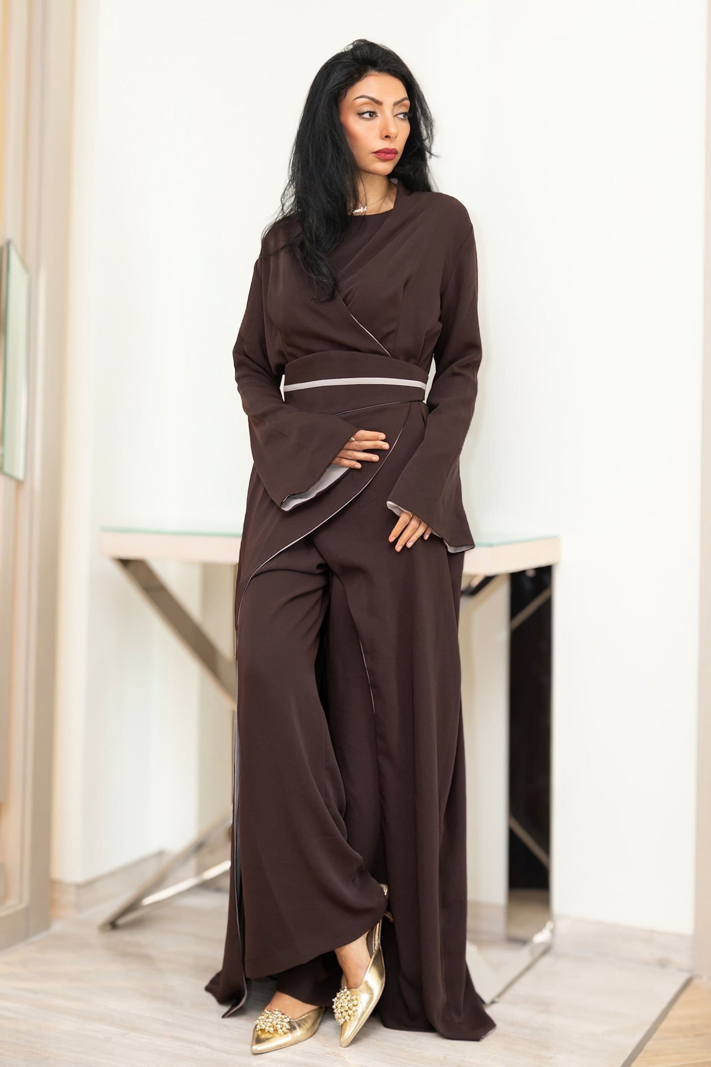 Mouna belted trench | Arab fashion elegance