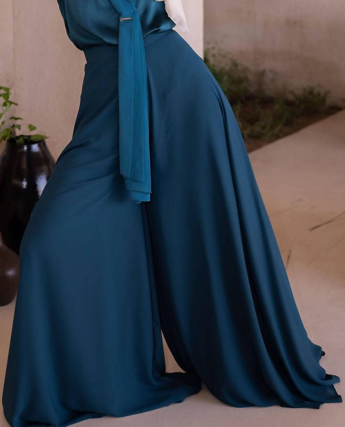 Yasmina Palazzo pants  | Luxury Wide-Leg chiffon pants