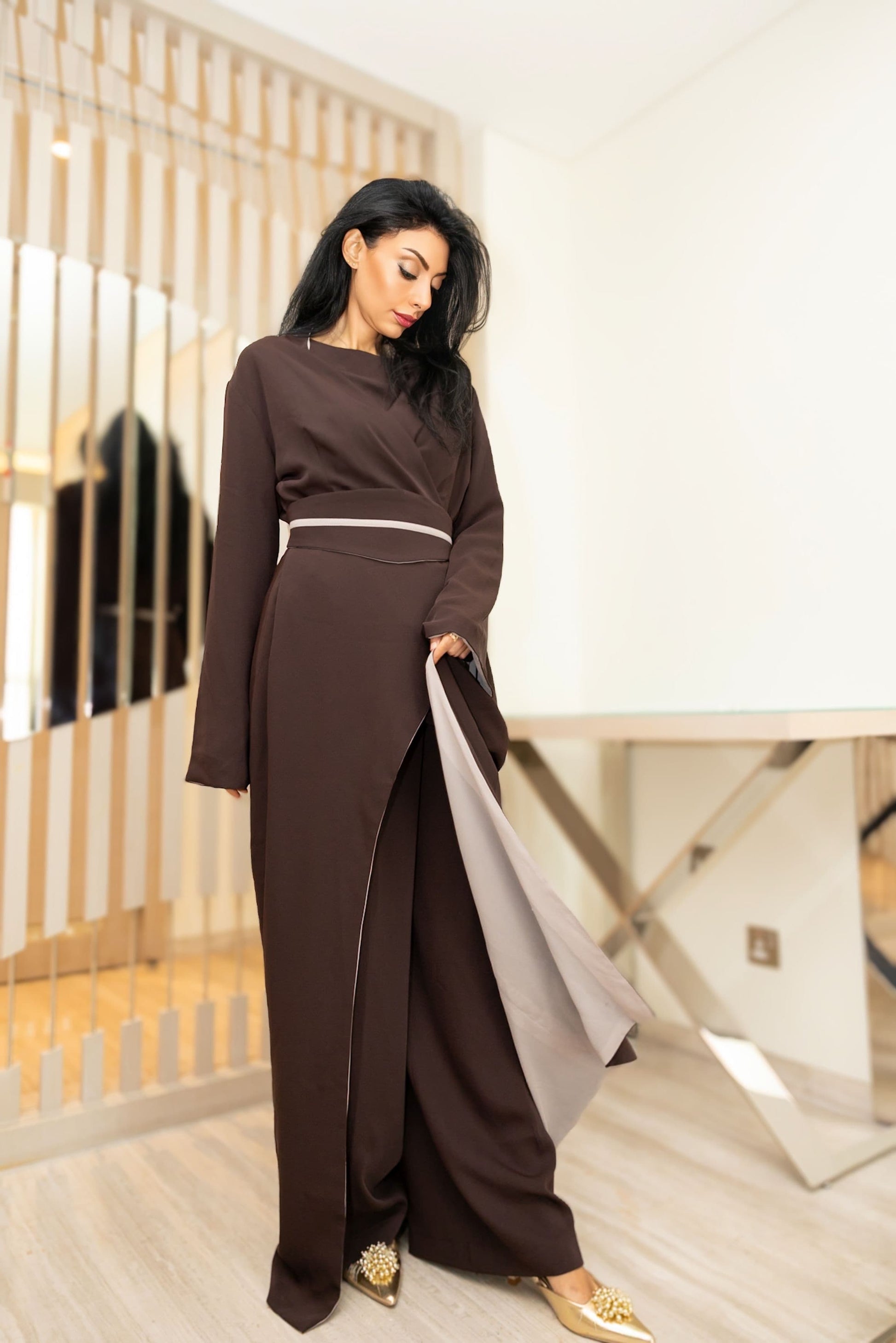 Mouna belted trench | Arab fashion elegance