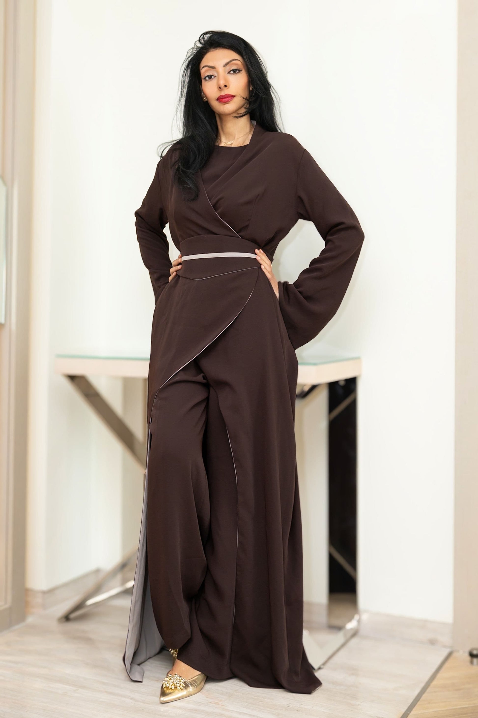 Mouna belted trench | Arab fashion elegance